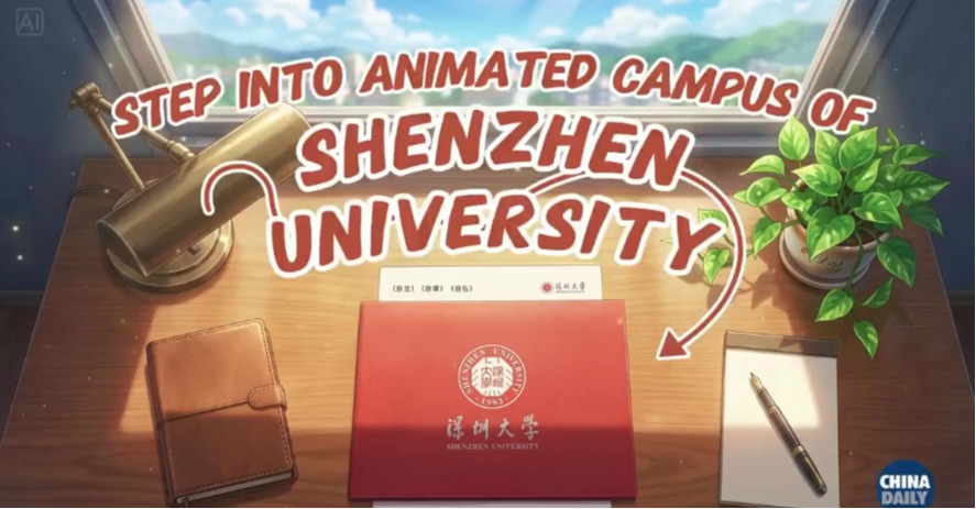 Shenzhen University reimagined through dreamy anime AI art